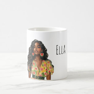 Black Female Watermelon Earrings Coffee Mug