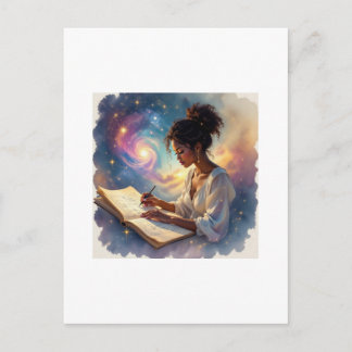 Black Female Writing in a Journal Postcard