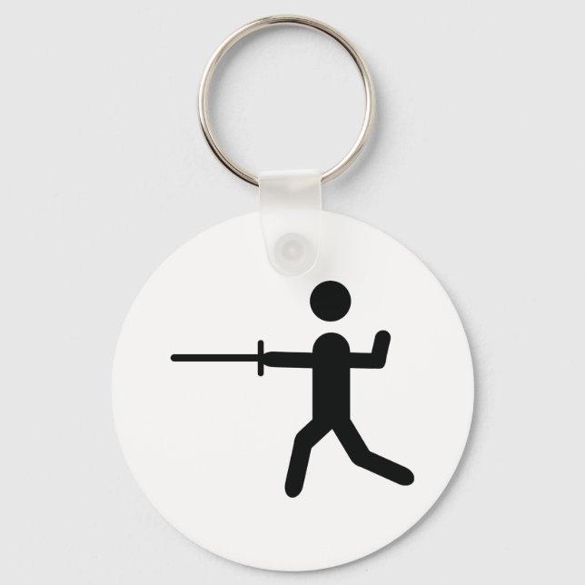 black fencing symbol logo key ring (Front)