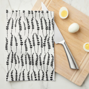 Black Fern Print for Farmhouse Tea Towel