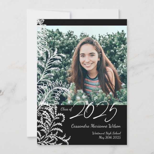 Black Ferns Vintage Photo Graduation Announcement (Front)