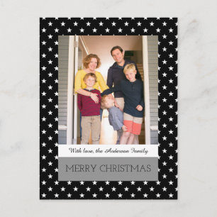 Black Festive Stars Holiday Photo Postcard
