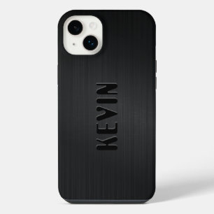 Black Fibre Texture Monogram iPhone 14 Plus Case