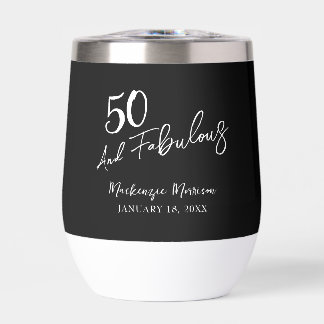 Black Fifty and Fabulous Script Birthday Party