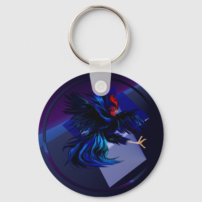 Black Fighting Rooster Keychain (Front)