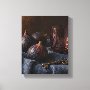 Black Figs, Smoked Glass and a Brass Key Canvas Print