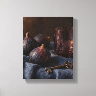 Black Figs, Smoked Glass and a Brass Key Canvas Print