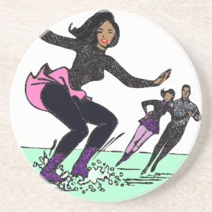 black figure skater coaster