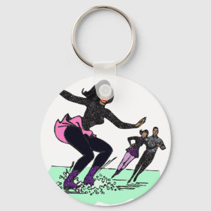 black figure skater key ring