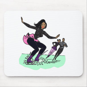 black figure skater mouse pad