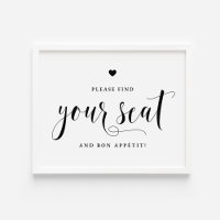 Black Find Your Seat and Bon Appétit Wedding