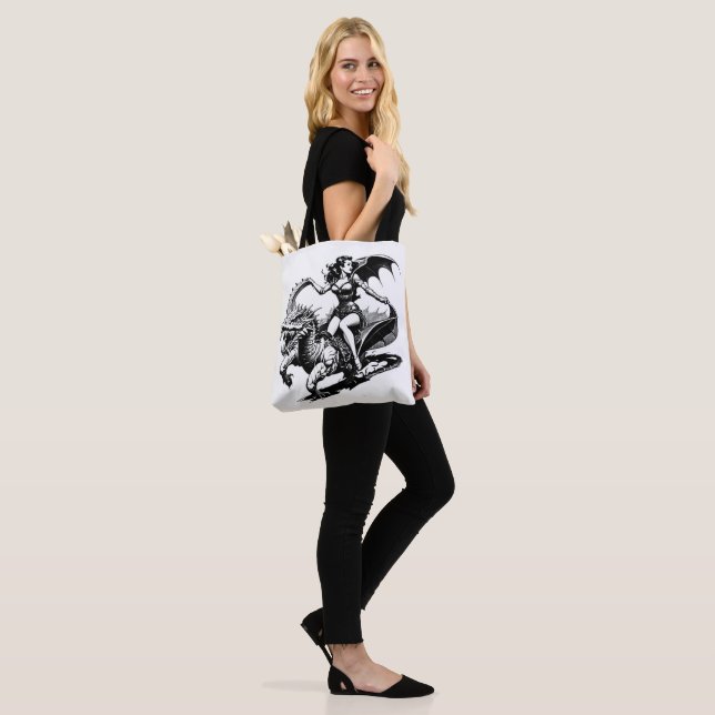 Black Fire Tote Bag (On Model)