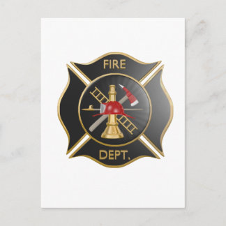 Black firefighters maltese cross symbol postcard