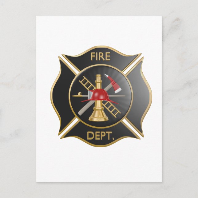 Black firefighters maltese cross symbol postcard (Front)