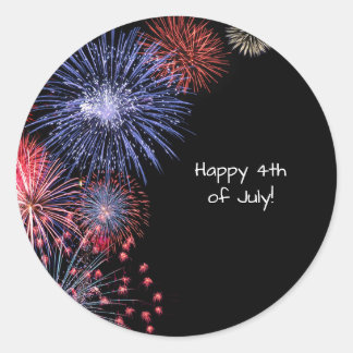Black Fireworks 4th of July Personalised Classic Round Sticker
