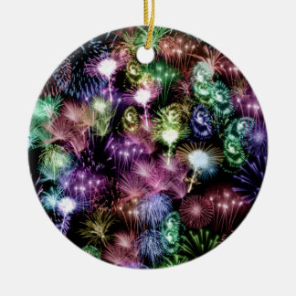 Black Fireworks Ceramic Ornament