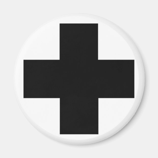 Black First aid cross Magnet (Front)