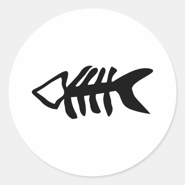 black fish fishbones classic round sticker (Front)