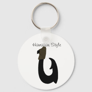 Black Fish Hook, Hawaiian Style key chain