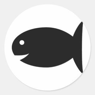 black fish icon classic round sticker