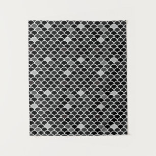 Black fish scale Print Tapestry
