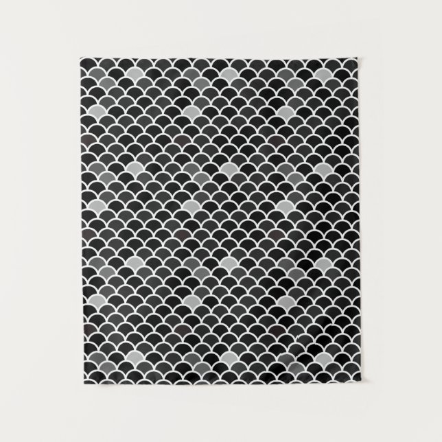 Black fish scale Print Tapestry (Front)