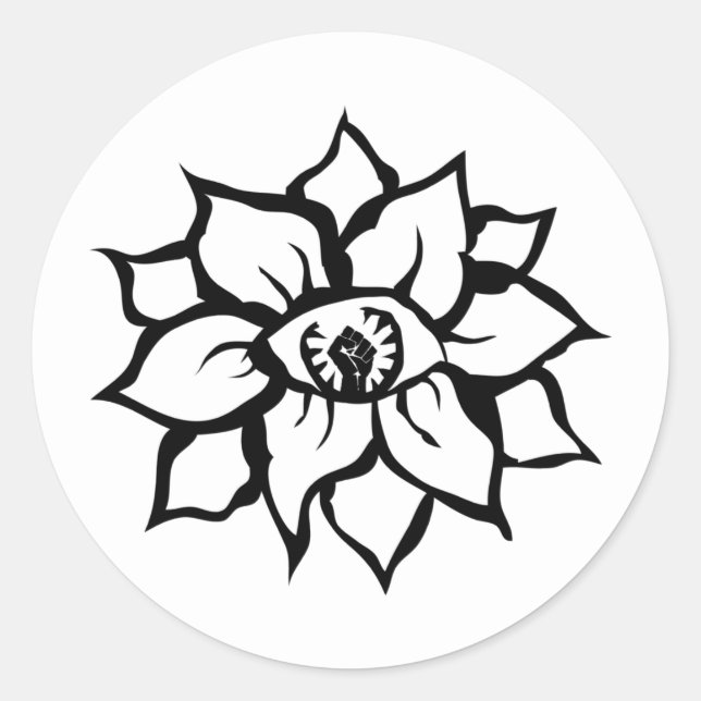 black fist eye of the flower classic round sticker (Front)