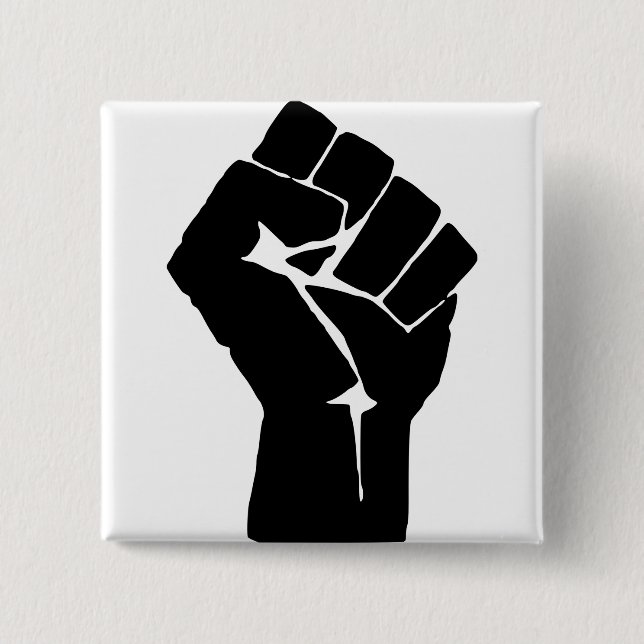 Black Fist Raised - Resistance Protest 15 Cm Square Badge (Front)