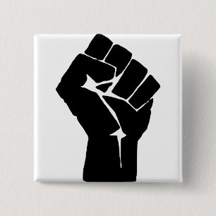 Black Fist Raised - Resistance Protest 15 Cm Square Badge