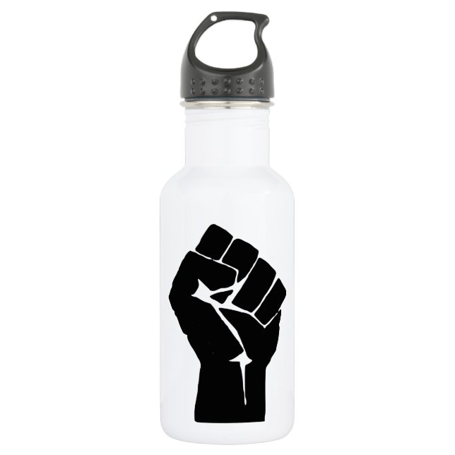 Black Fist Raised - Resistance Protest 532 Ml Water Bottle (Front)