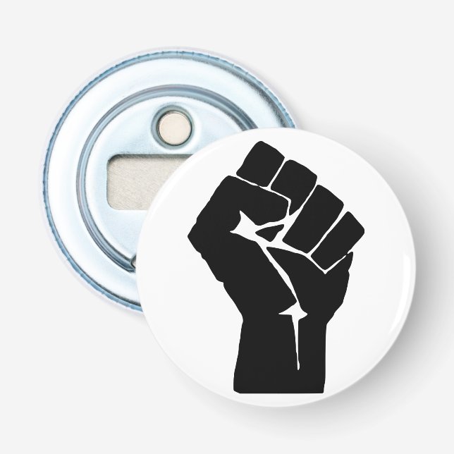 Black Fist Raised - Resistance Protest Bottle Opener (Front)