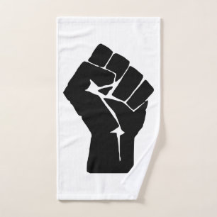 Black Fist Raised - Resistance Protest Hand Towel