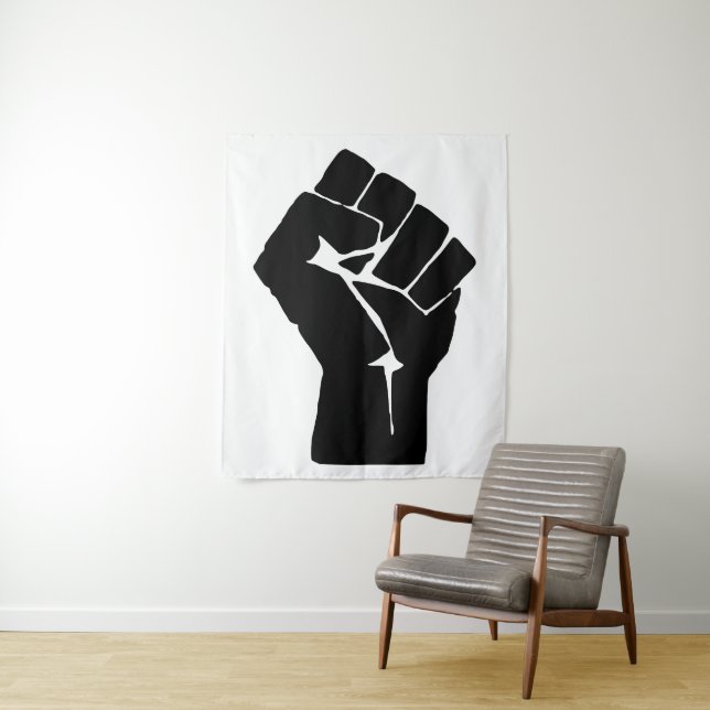 Black Fist Raised - Resistance Protest Tapestry (In Situ)