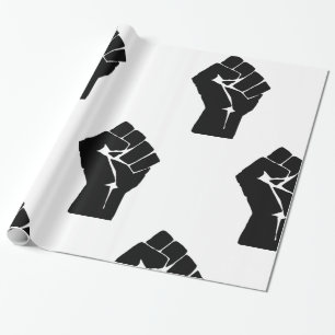 Black Fist Raised - Resistance Protest Wrapping Paper