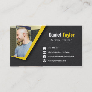 Black Fitness Personal Trainer Photo Business Card