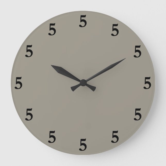 Black Five o'Clock Somewhere, Aluminium Silver Gre Large Clock (Front)