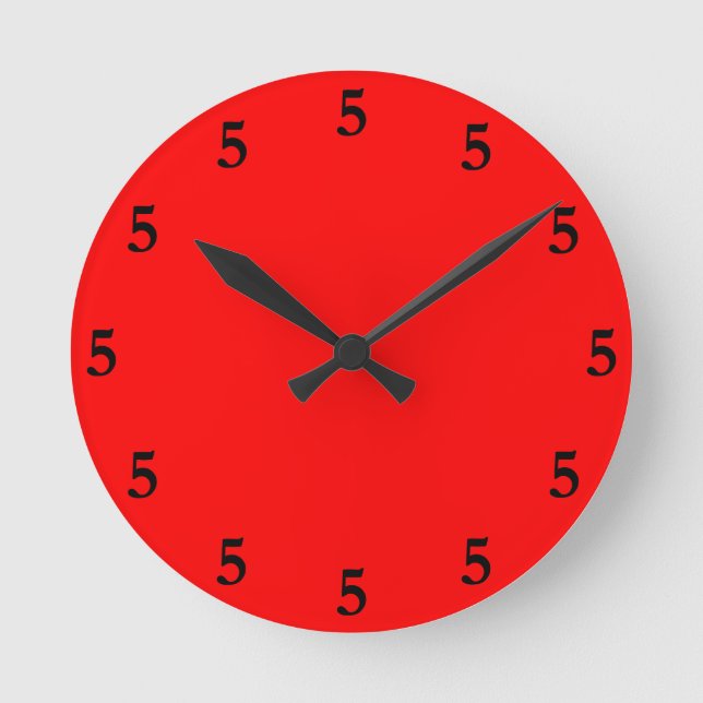 Black Five o'Clock Somewhere on Red Round Clock (Front)