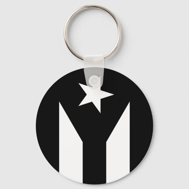 Black flag of Puerto Rico Key Ring (Front)