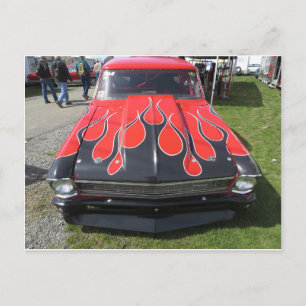 Black Flames Hot Rod Postcard