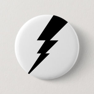 Black Flash Lightning Bolt 6 Cm Round Badge