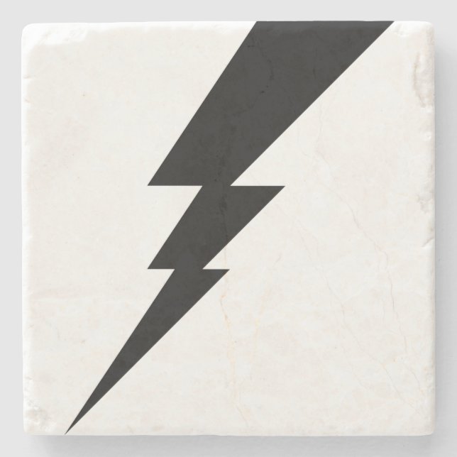 Black Flash Lightning Bolt Stone Coaster (Front)