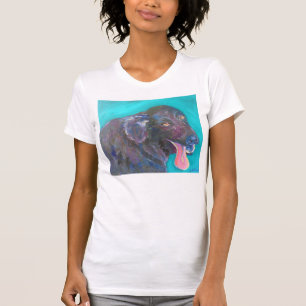 Black Flat Coated Retriever Dog Art T-Shirts
