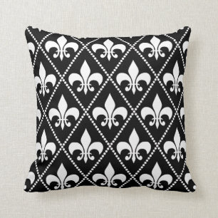 Black Fleur de Lis Cushion