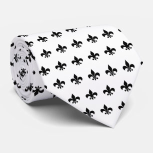 Black Fleur De Lis - customise background colour Tie