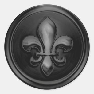 Black Fleur de Lis Envelope Seal Embossed Look