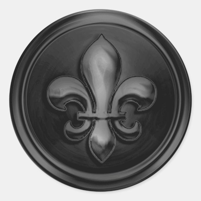 Black Fleur de Lis Envelope Seal Embossed Look (Front)