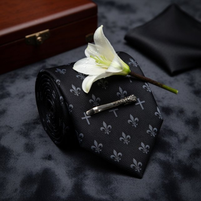 Black Fleur-de-lis Funeral  Tie (Creator Uploaded)