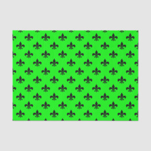 Black Fleur-de-lis on Lime Green Tissue Paper