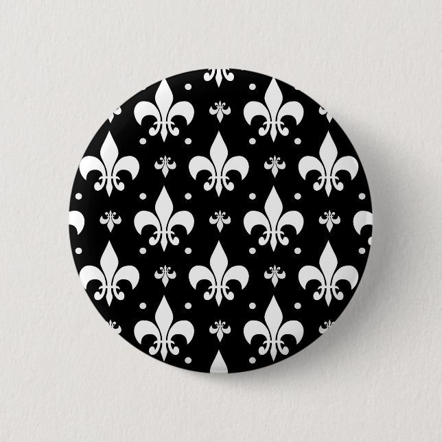 Black Fleur-de-lis Pattern Design  6 Cm Round Badge (Front)