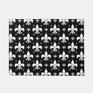 Black Fleur-de-lis Pattern Design Doormat